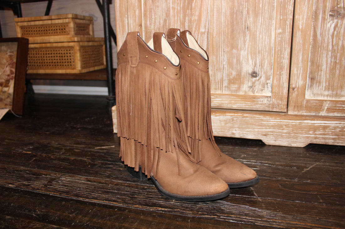 Old West Women's Fringe Cowboy Boots - Size 5.5