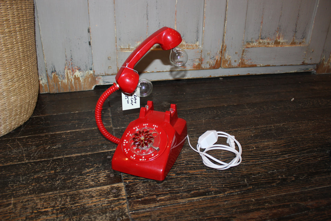 Red Rotary Phone Lamp